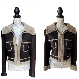 Vintage 90s AUSTRALIAN designer MERIVALE  cropped bomber leather jacket Size M